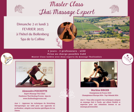 Masterclass Thai massage expert 2 et 3 fevrier 2025 Hôtel du bollenberg Westhalten proche de Colmar