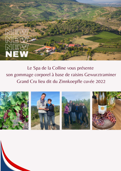 Le Spa de la Colline à Westhalten lance son propre gommage à base de raisin Gewurztraminer Grand Cru au Bollenberg